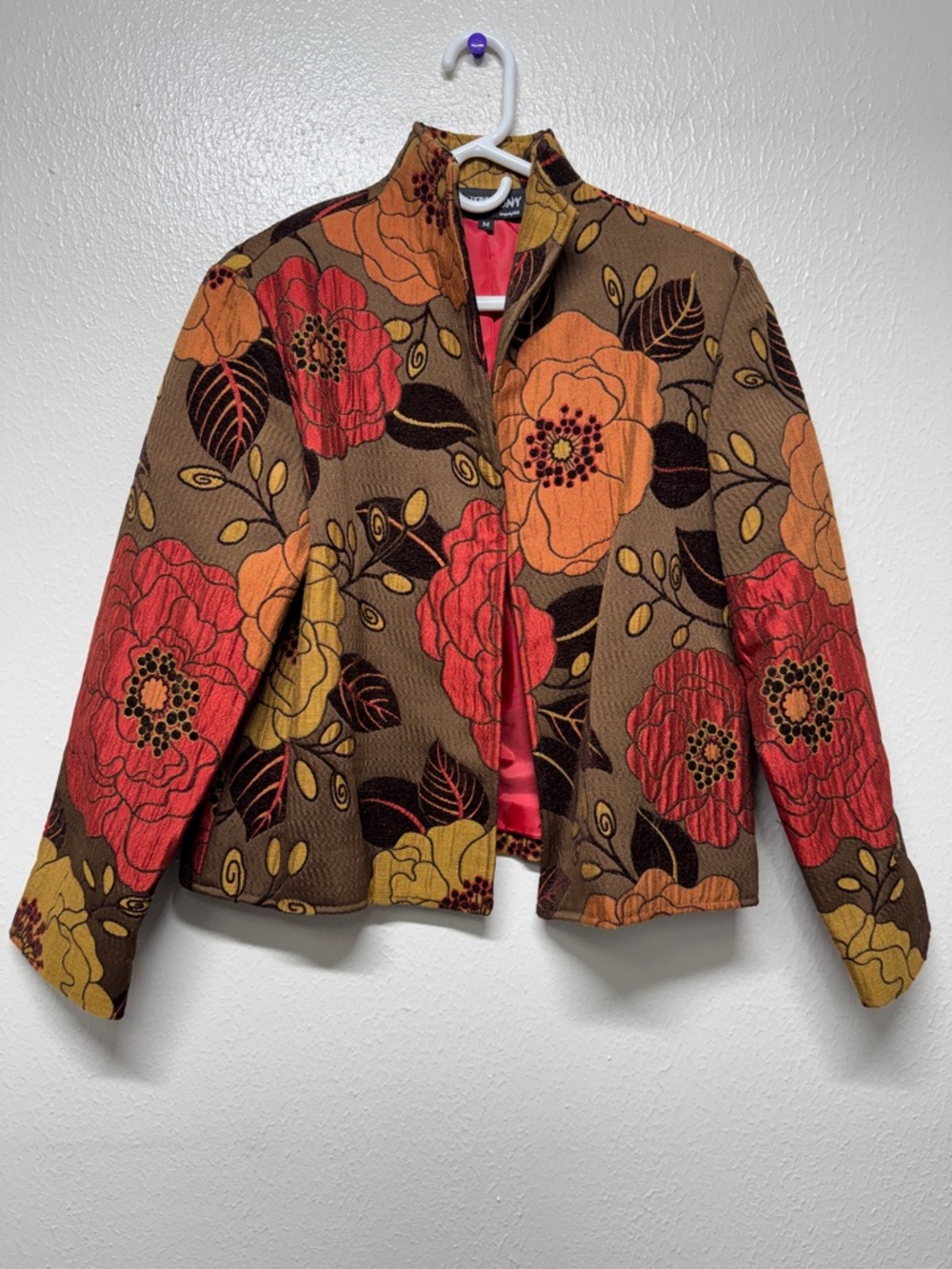 Painted Pony Dressy Blazer Size L Tapestry Damask Floral Fall Autumn Boho Artsy